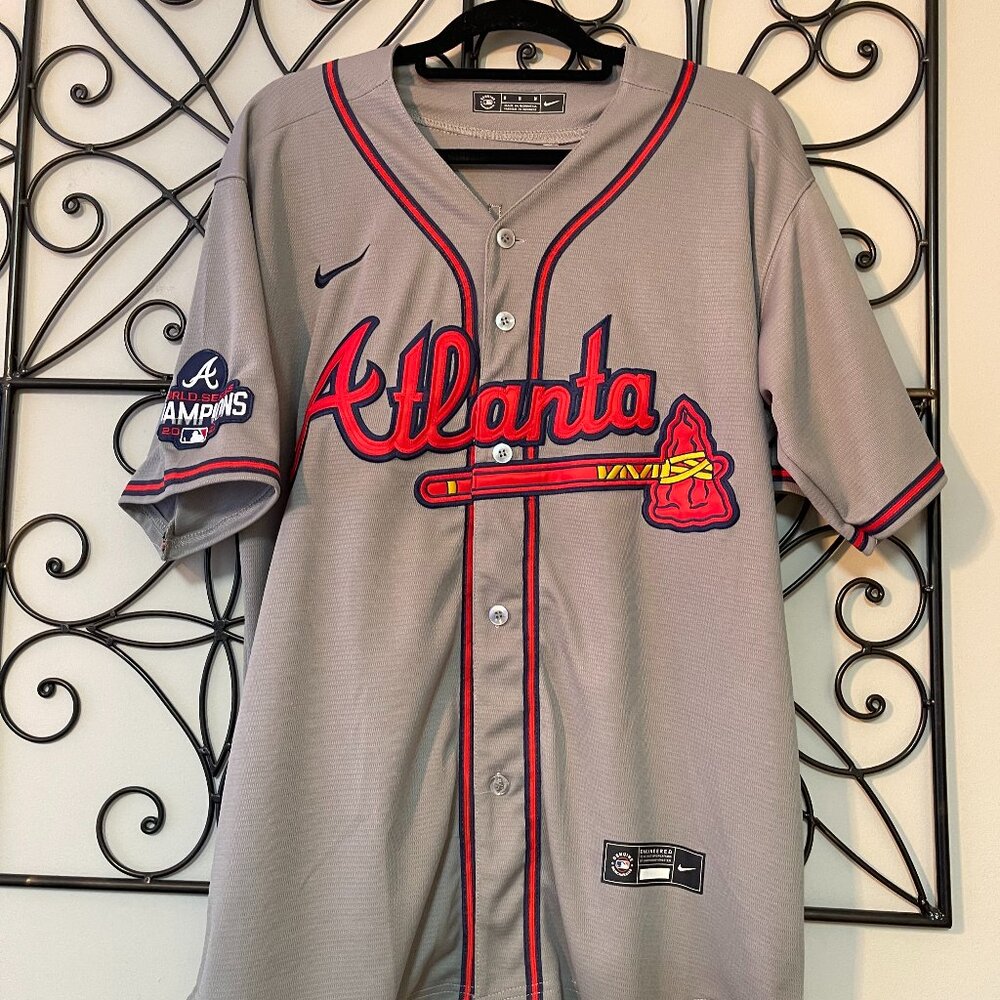 Nike Atlanta Braves Gray Red Navy Baseball Jersey